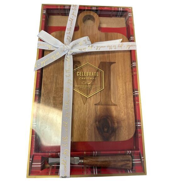Celebration Christmas Other - Monogram M Presentation Board with Spreader New in Box Acacia Timber